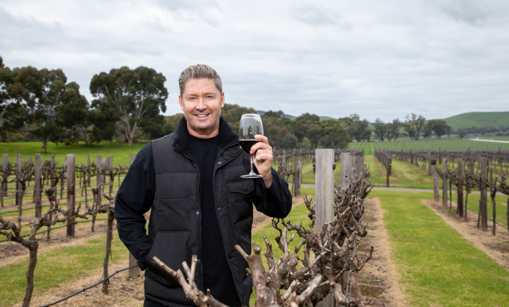 Jacob s Creek s cellar door pitch. Michael Clarke turns up to show